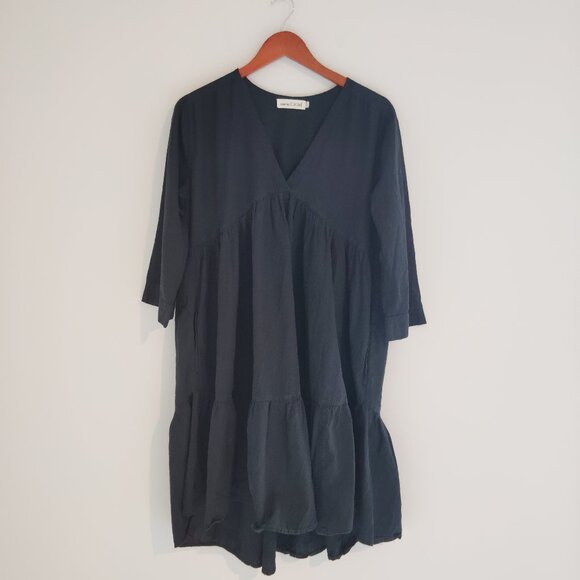 Johnny Was Black V-Neck Mini Dress - Picture 2 of 6